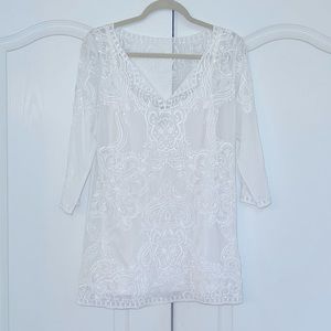 White House Black Market Embroidered Tunic